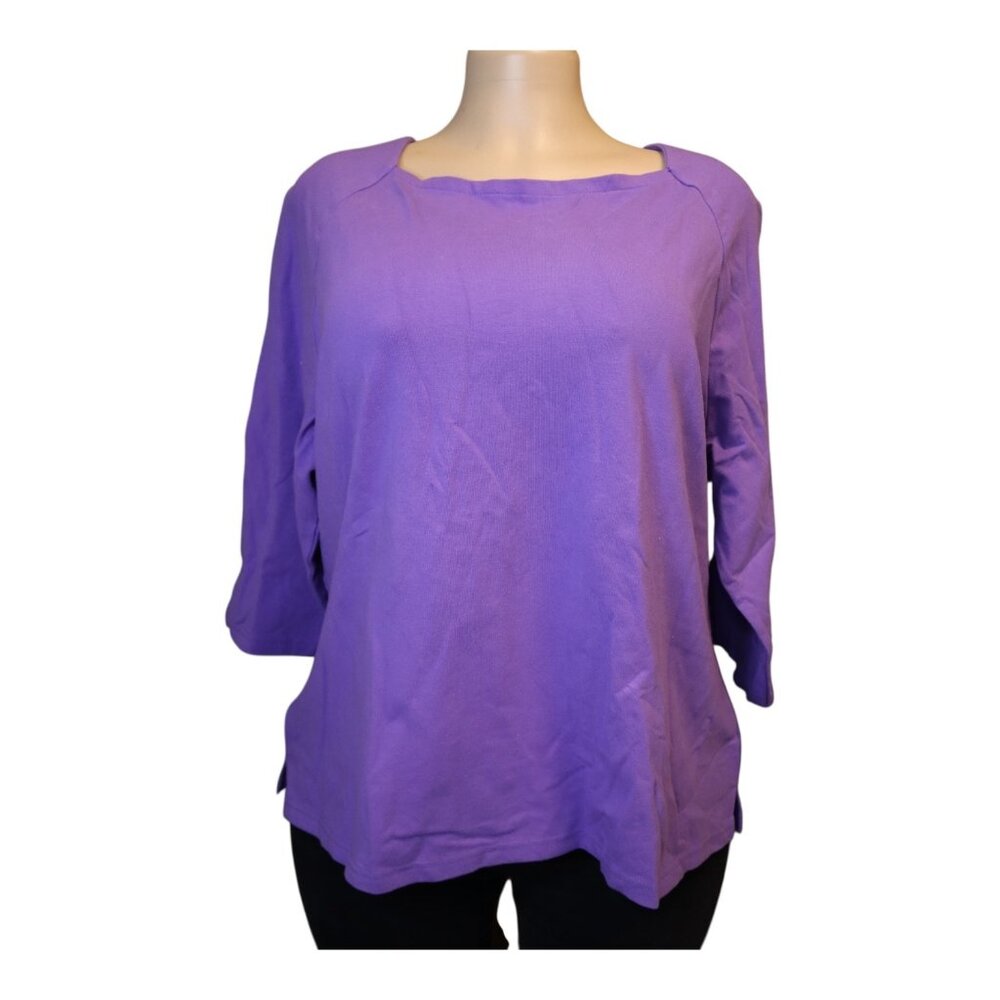 #775 JL Studio Women's 1X 3/4 Sleeve Purple Top